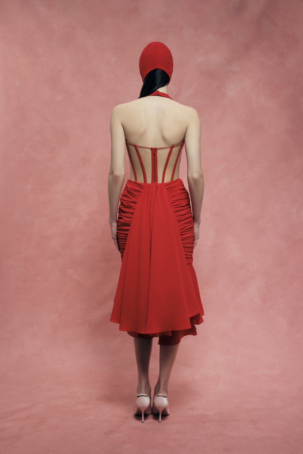 Dress with draping and corset detail