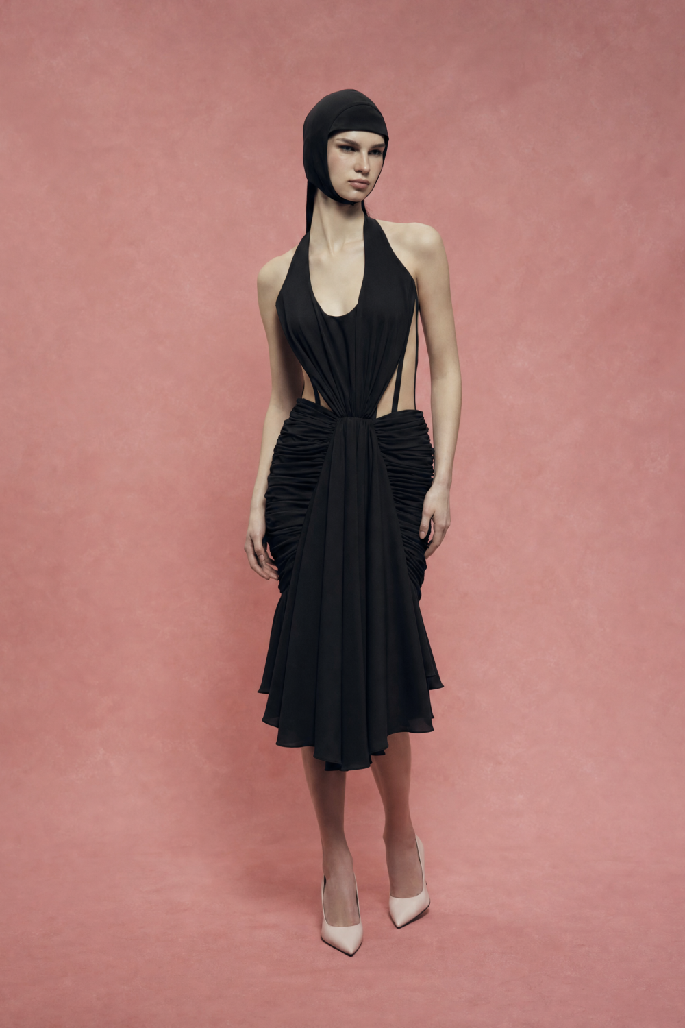 Dress with draping and corset detail