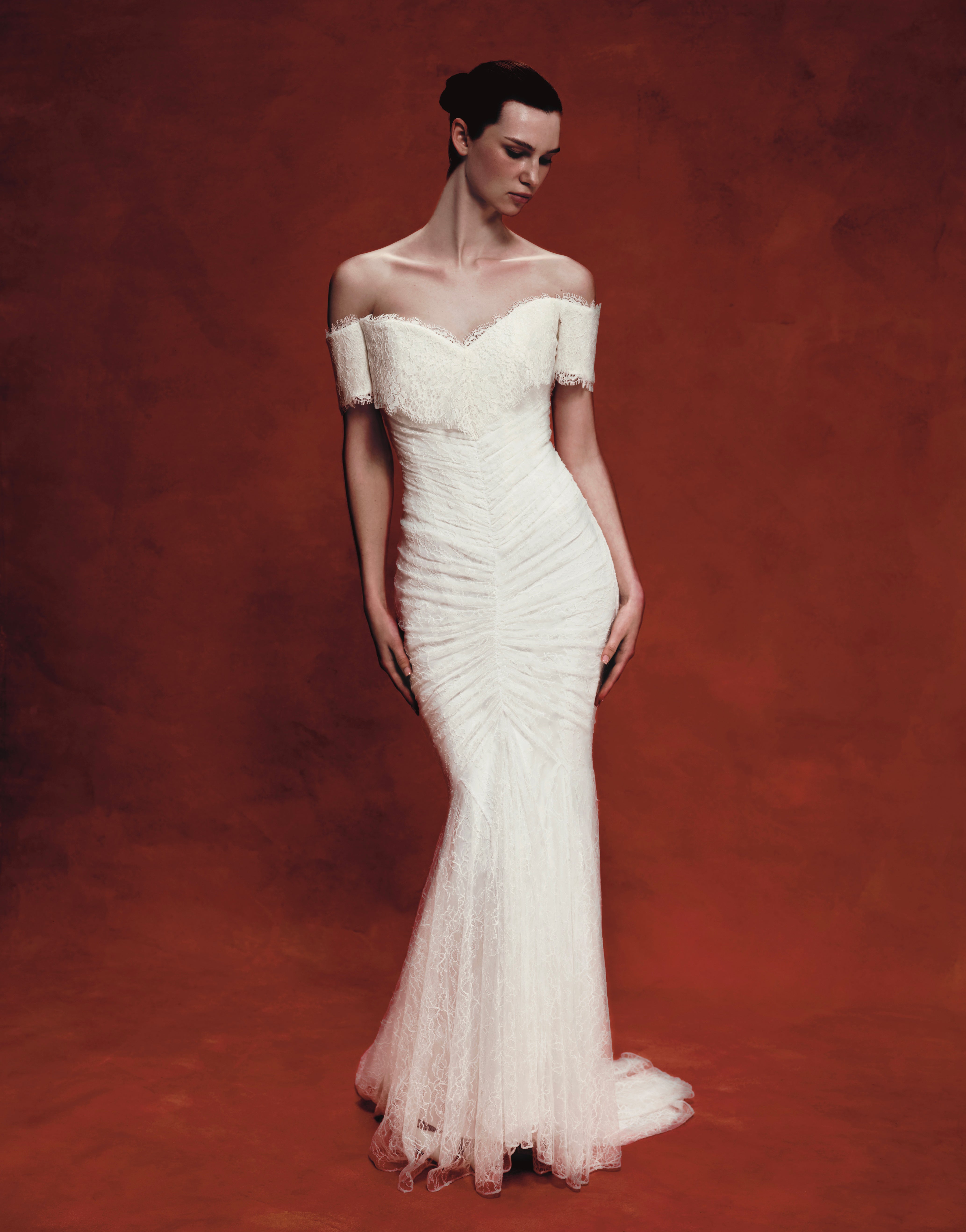 Draped lace maxi dress