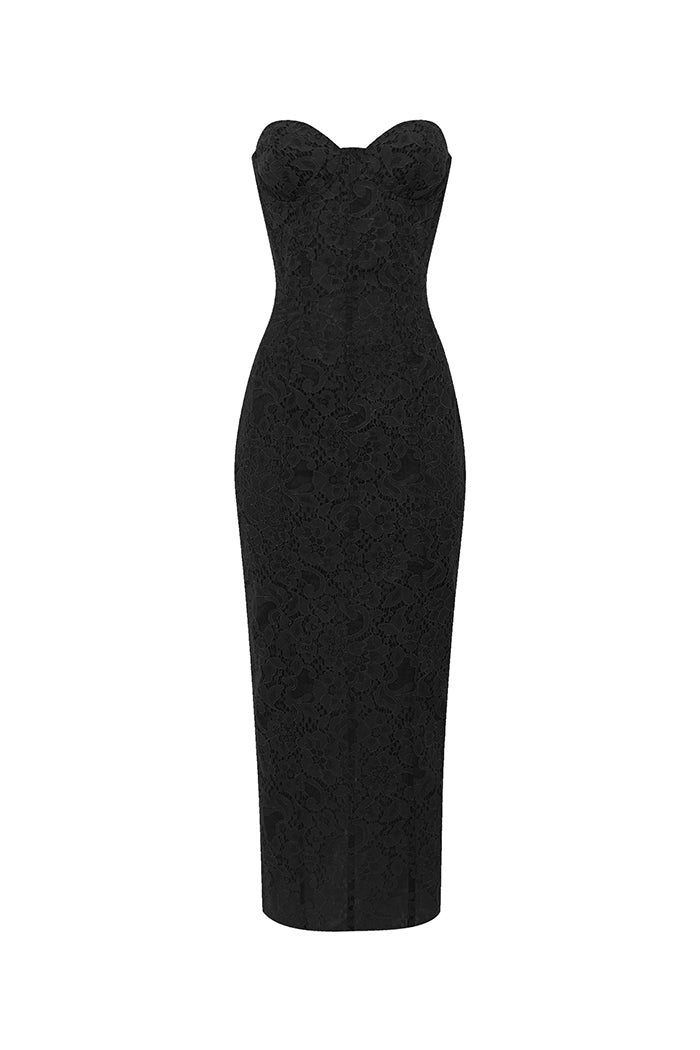 black bustier corset dress Lace midi – Color: – RASARIO Online Boutique 34 (FR) / Black Size:US 14 / EU 47 4th-of-july-sale-2026 AW.Bridal A-line Sweetheart Neckline The dress have a