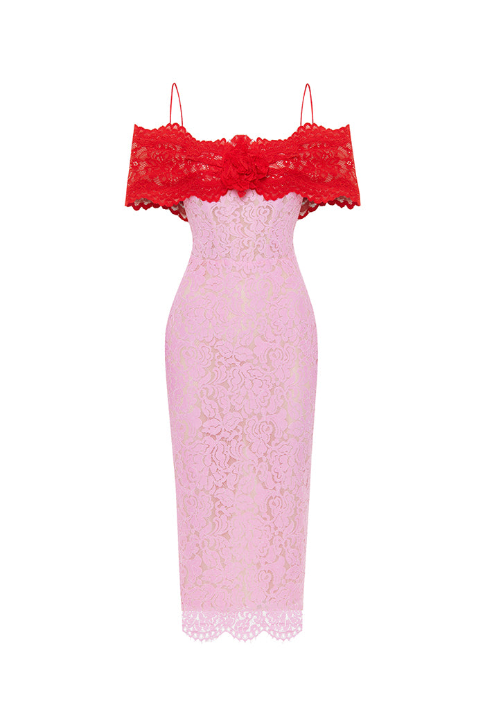midi lace dress pink with a flower – Color: Red/pink – RASARIO Online Boutique 36 (FR) / Red/pink filter_type_Dresses This gorgeous find will Short Sequin Dress by +5