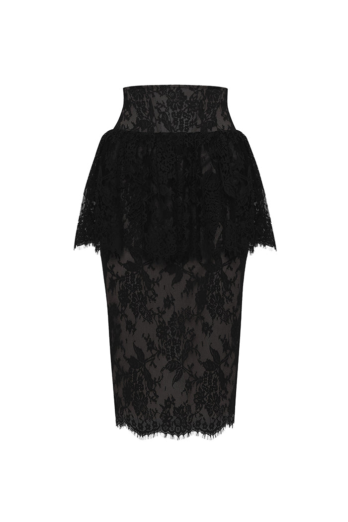 Lace midi skirt with corset belt – Rasario