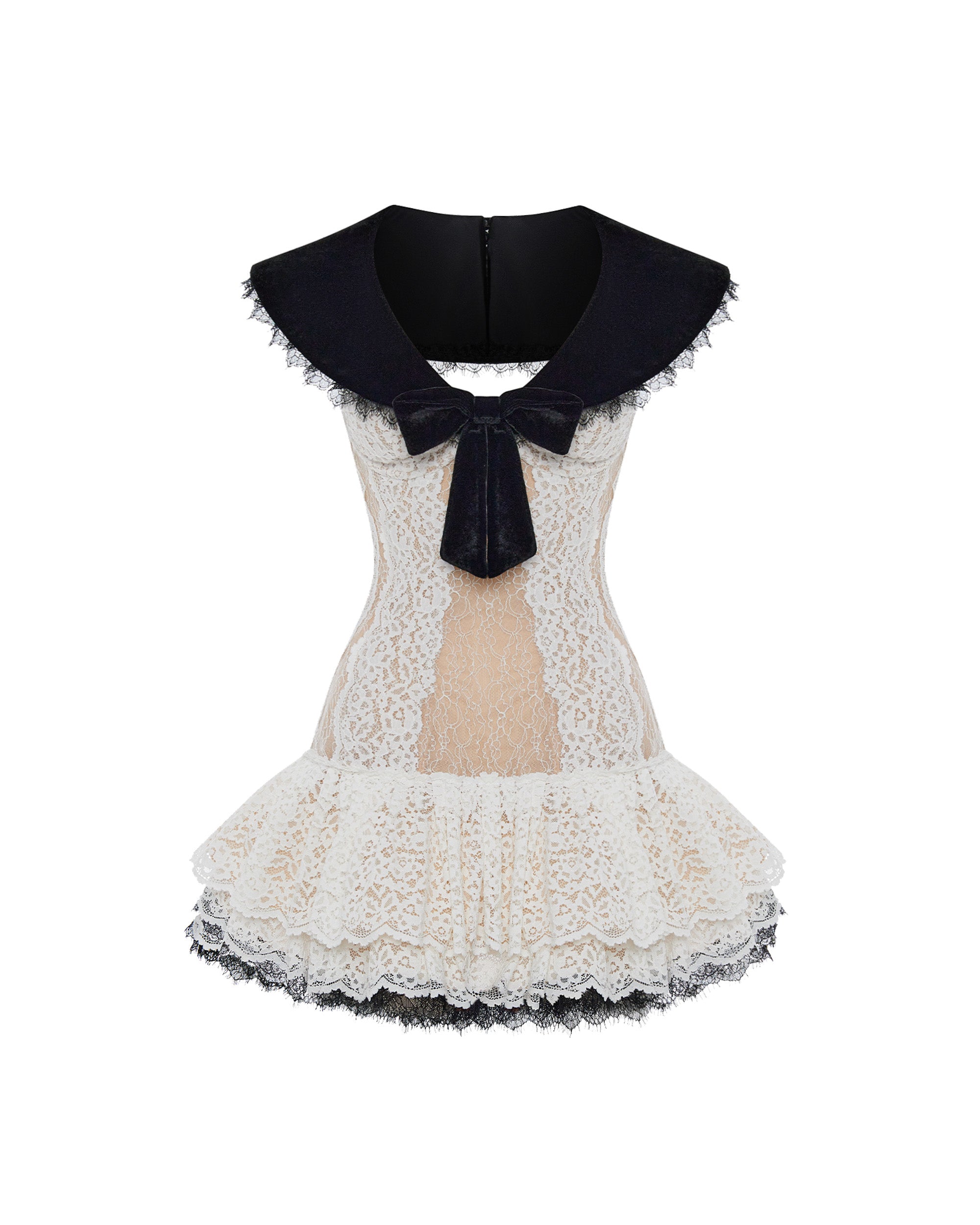 Lace mini dress – Color: Black/White – RASARIO Online Boutique 36 (FR) / Black/White