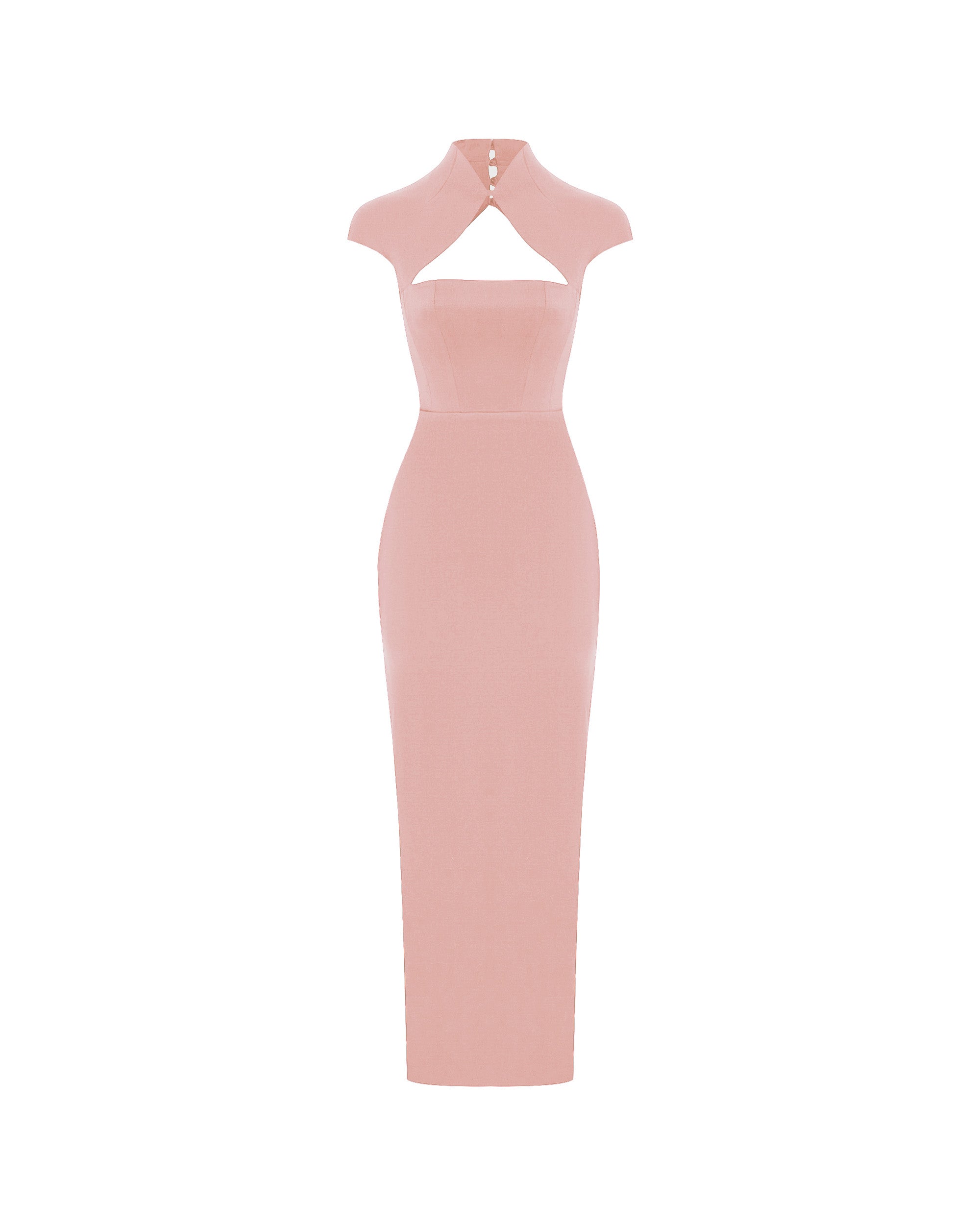 Long midi corset satin dress with a side slit – Color: Light pink – RASARIO Online Boutique 46 (FR) / Light pink