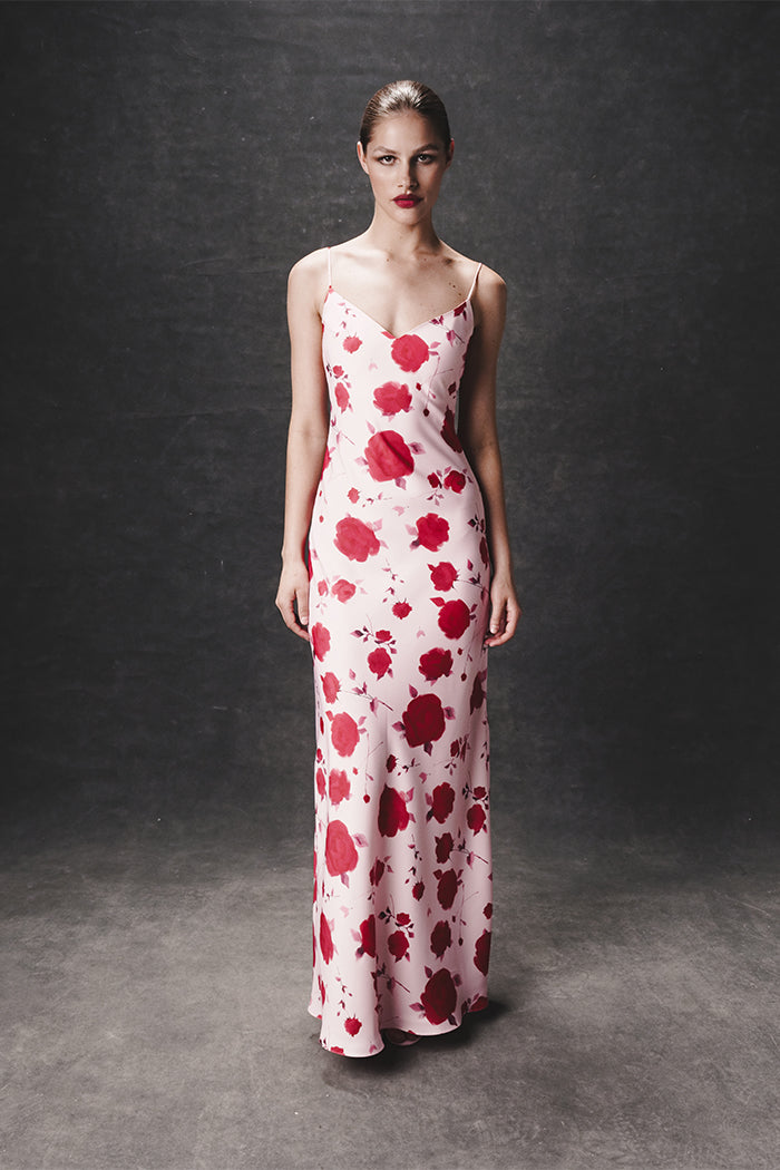 Maxi printed satin dress – Rasario