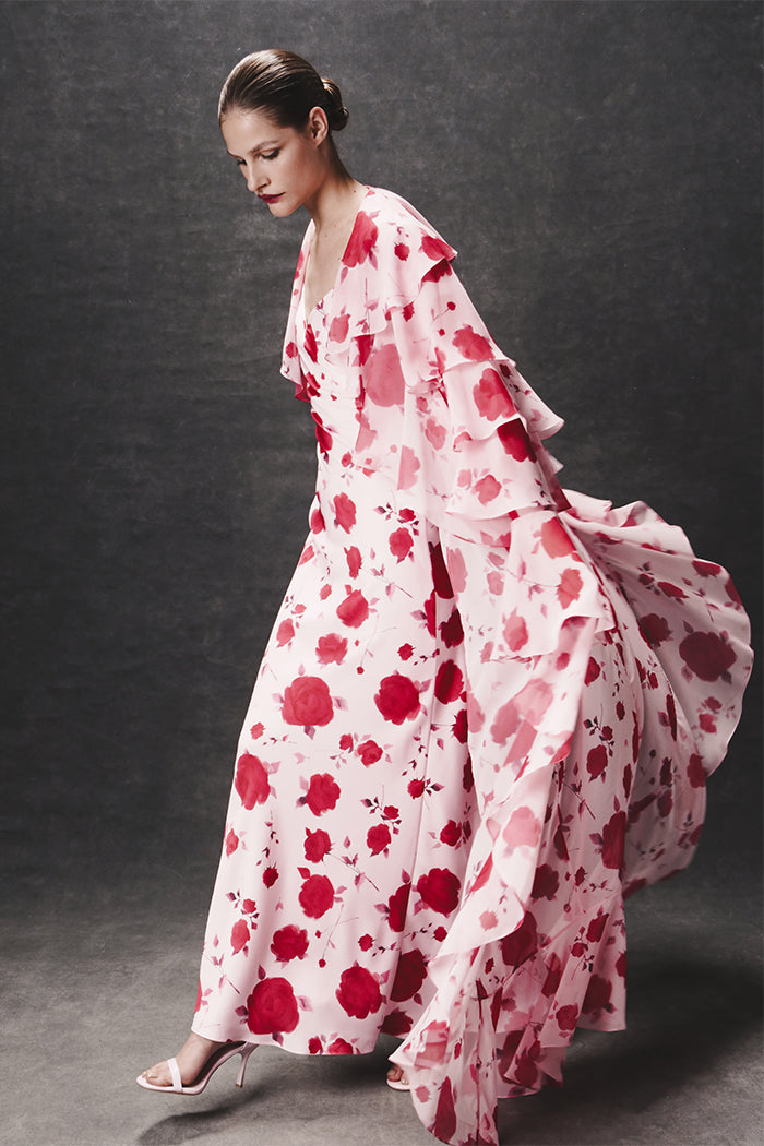 Maxi printed satin dress – Rasario