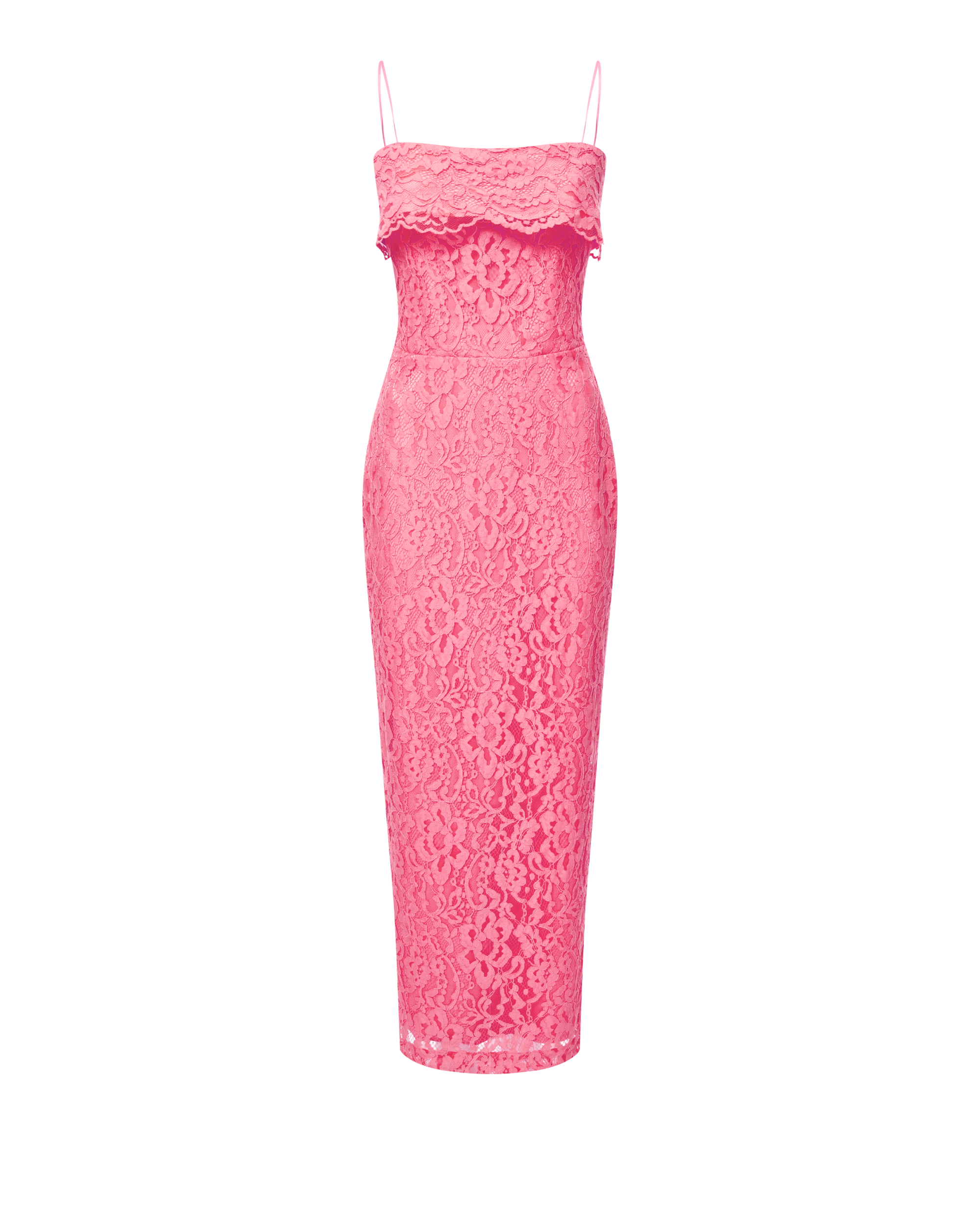 Off-the-shoulder lace long midi dress – Color: Pink – RASARIO Online Boutique 36 (FR) / Pink
