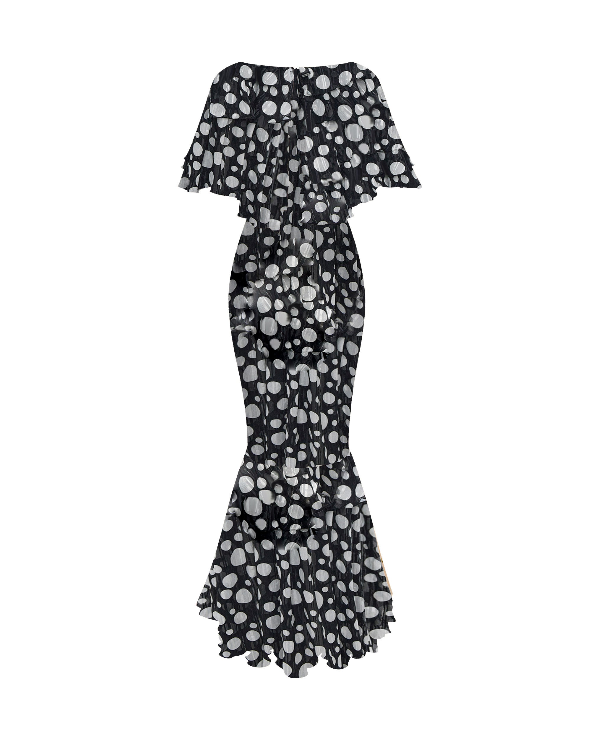 Printed chiffon maxi dress with a velvet bow – Rasario