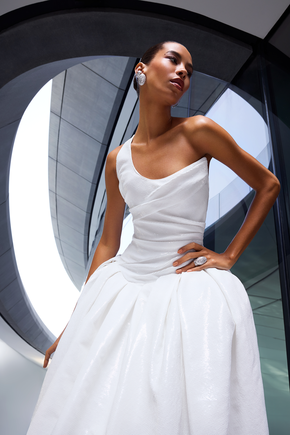 Asymmetric sequin corset maxi dress – Rasario