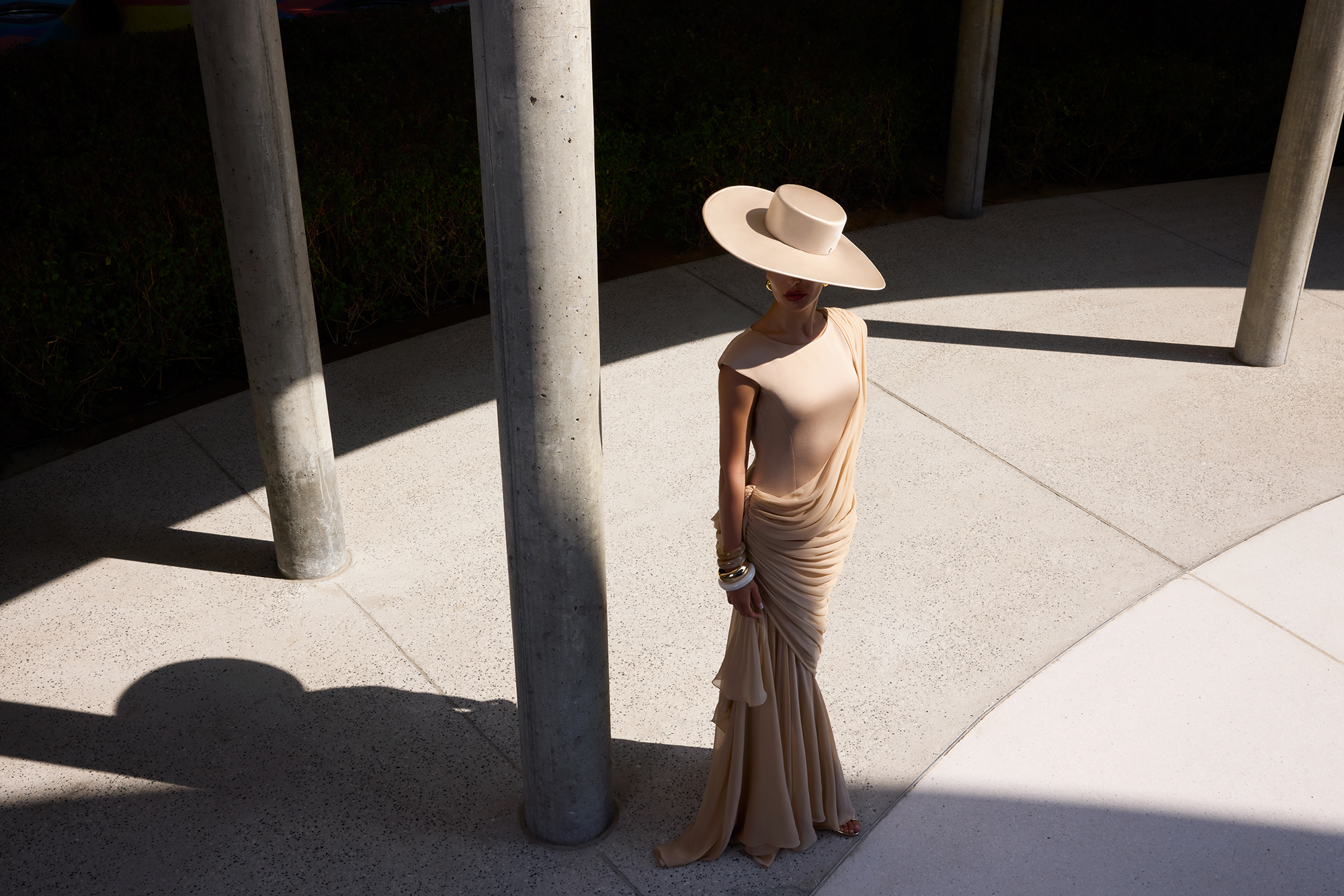 Viscose and silk maxi dress with open back