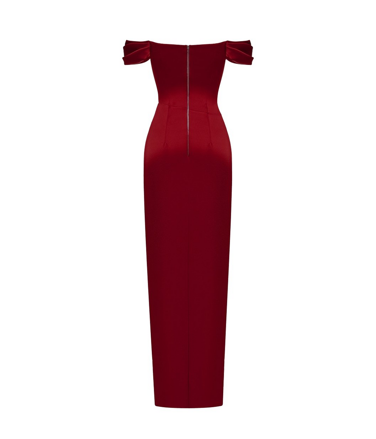 Off-the-shoulder draped corset satin gown