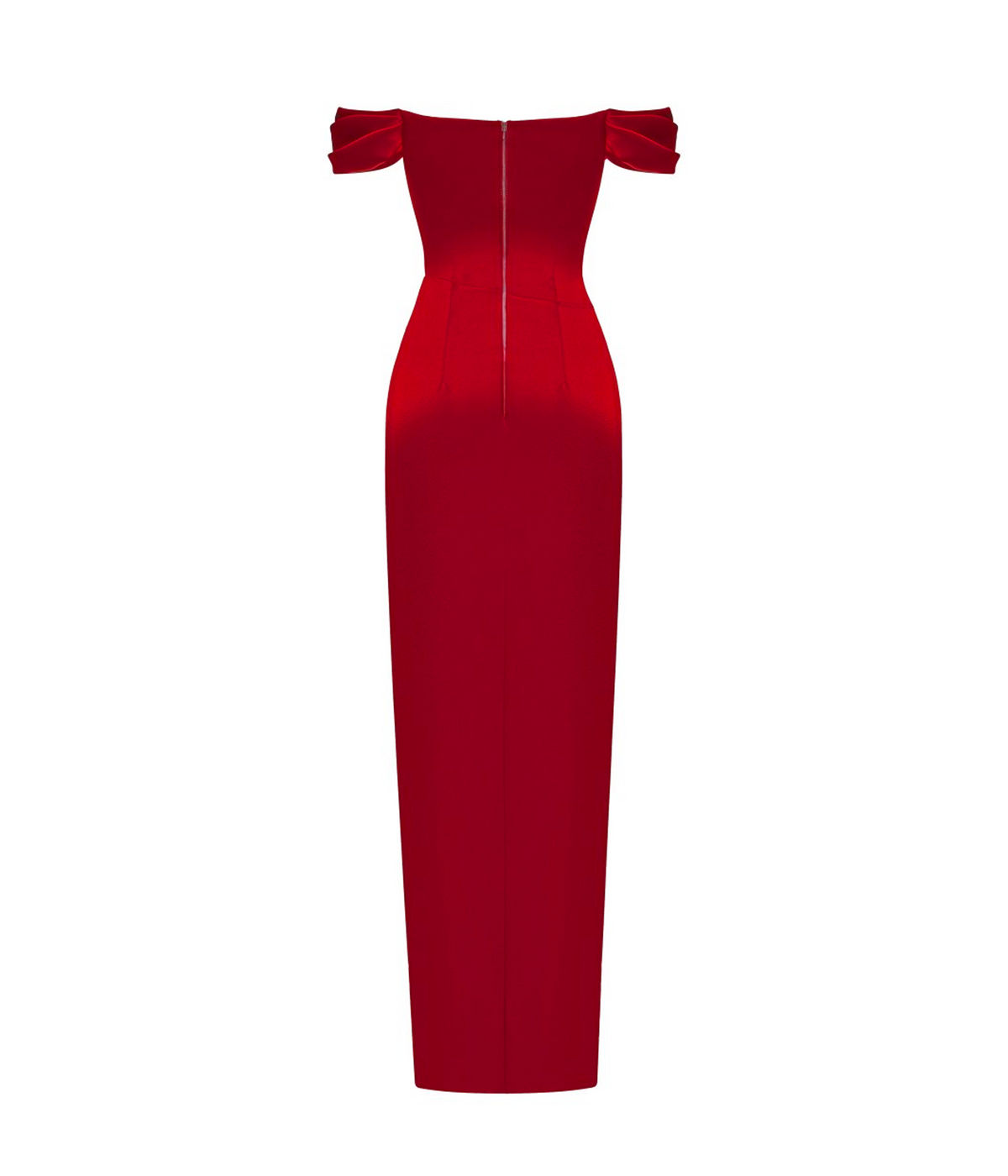 Off-the-shoulder draped corset satin gown