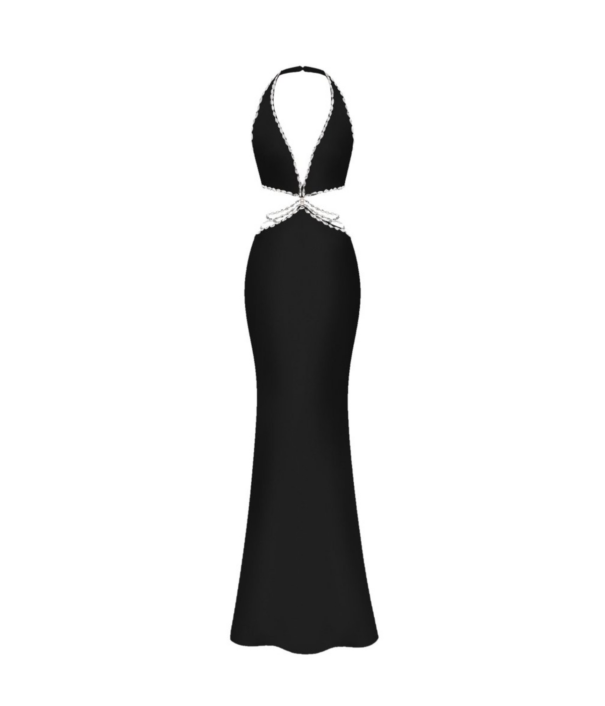 Crystal-embellished satin maxi dress with cutouts