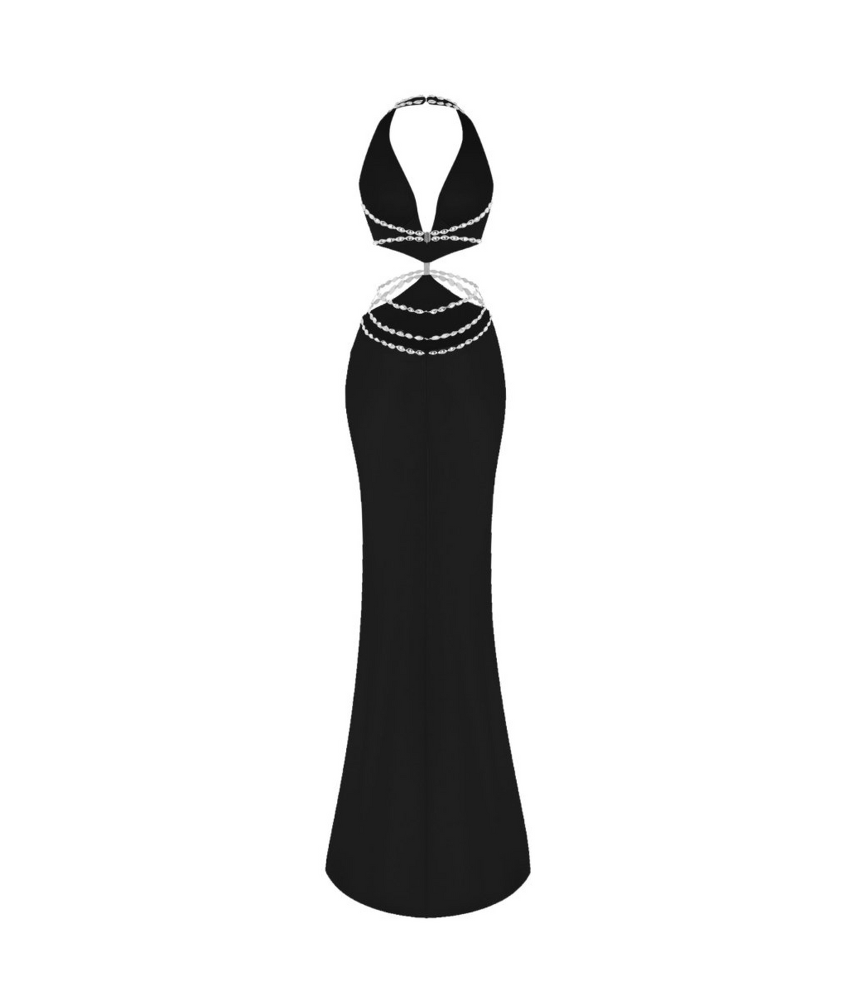 Crystal-embellished satin maxi dress with cutouts