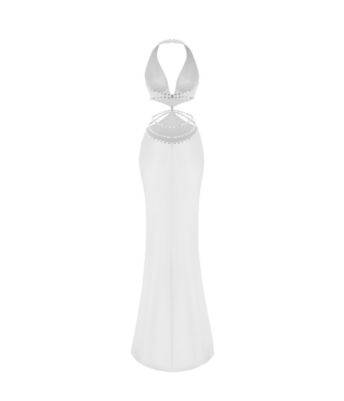 Crystal-embellished satin maxi dress with cutouts
