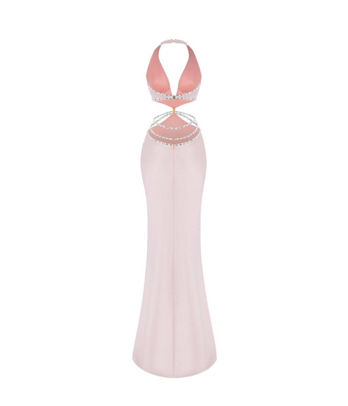 Crystal-embellished satin maxi dress with cutouts