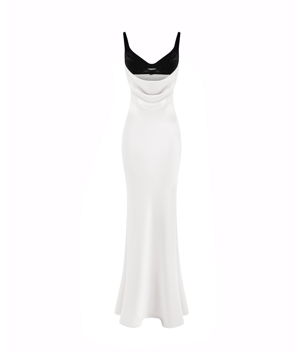 Satin and velvet draped maxi dress