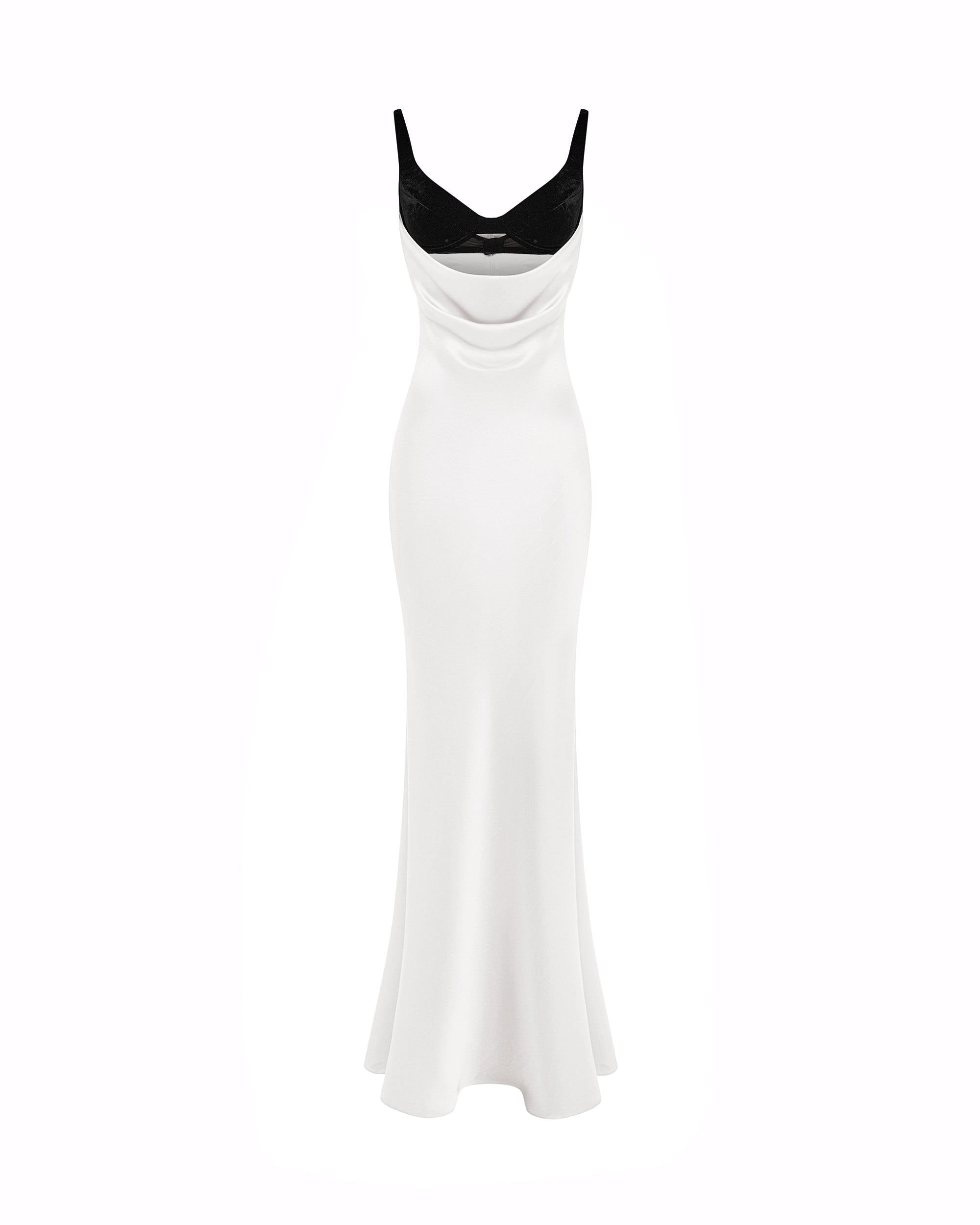 Satin and velvet draped maxi dress – Rasario