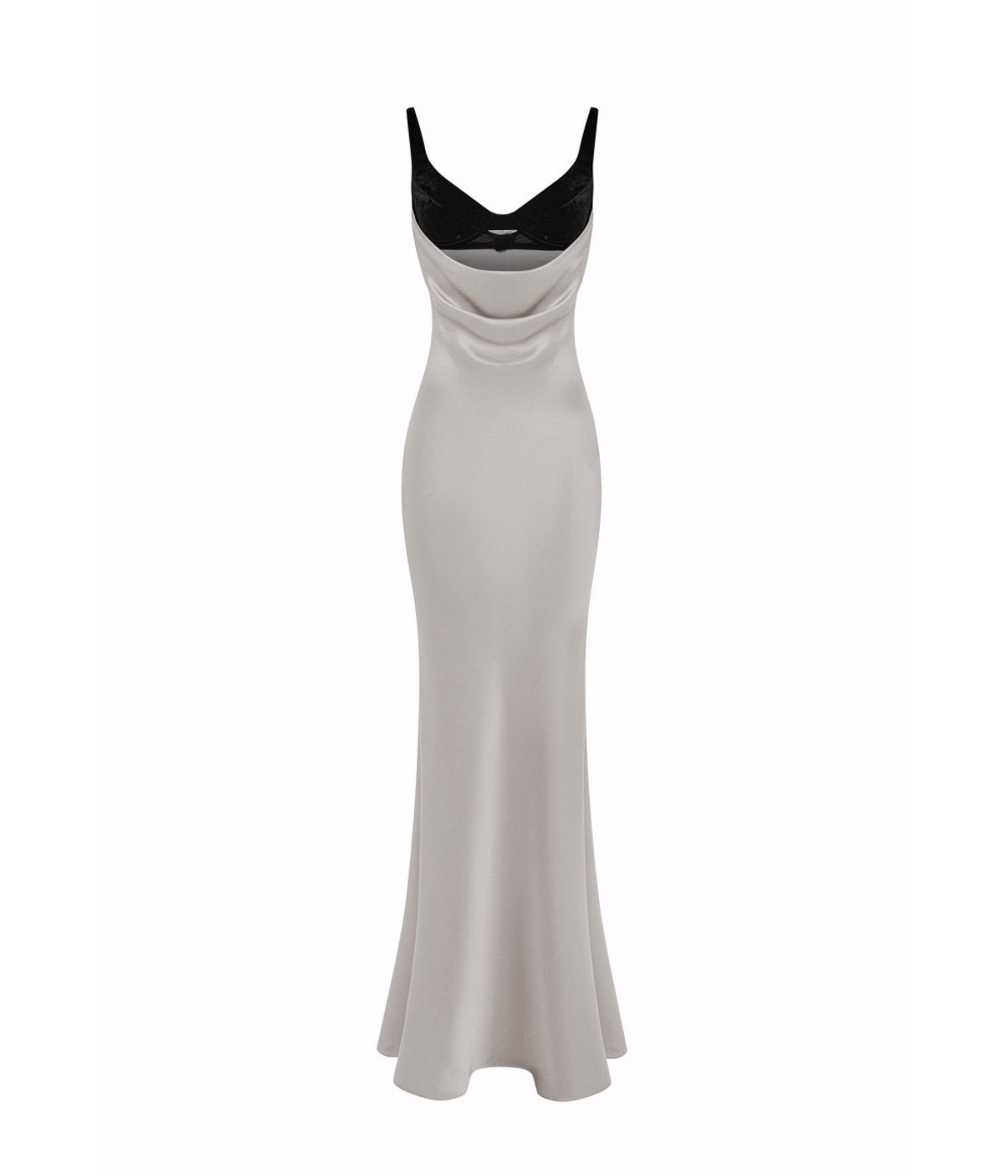 Satin and velvet draped maxi dress