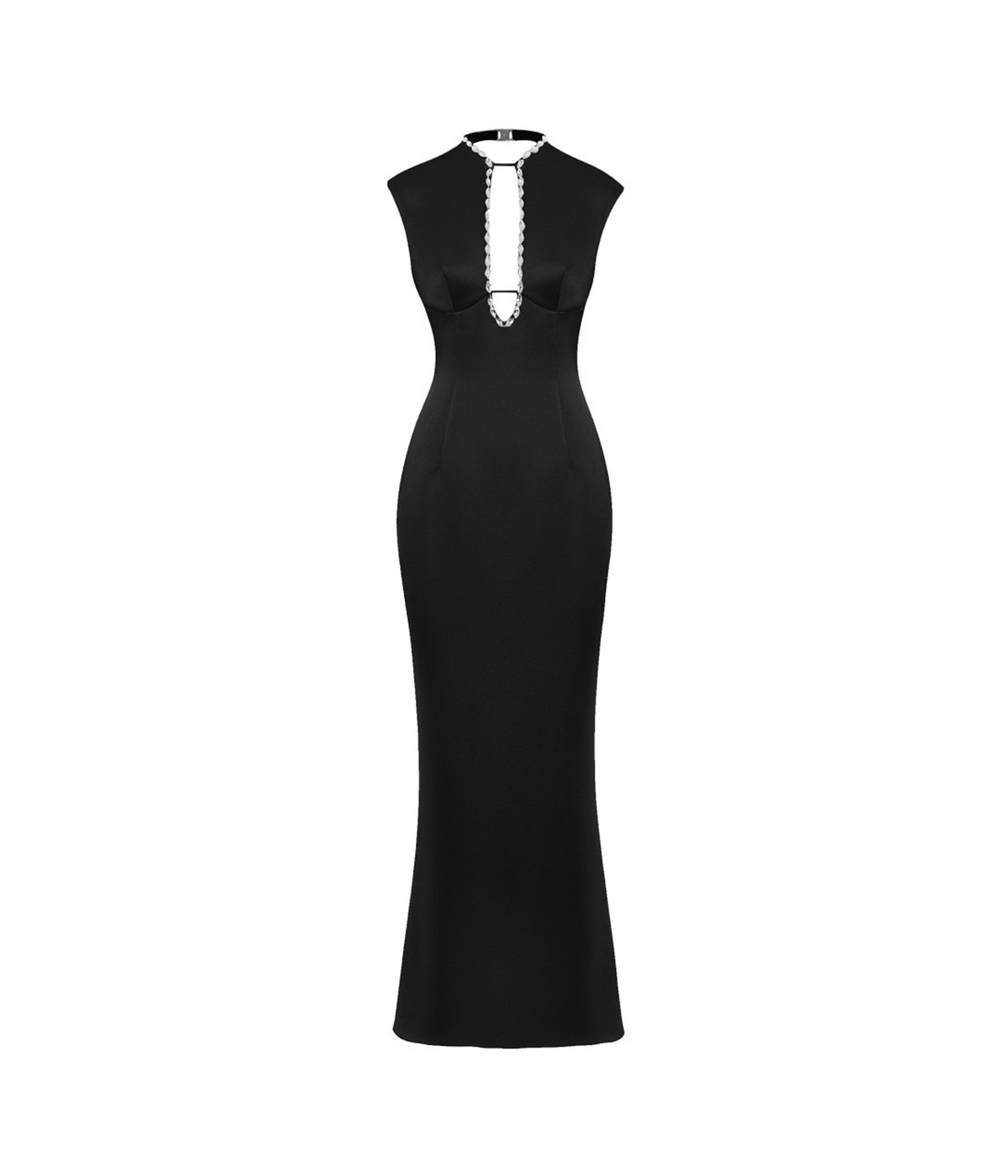 Crystal-embellished satin midi dress with cutout
