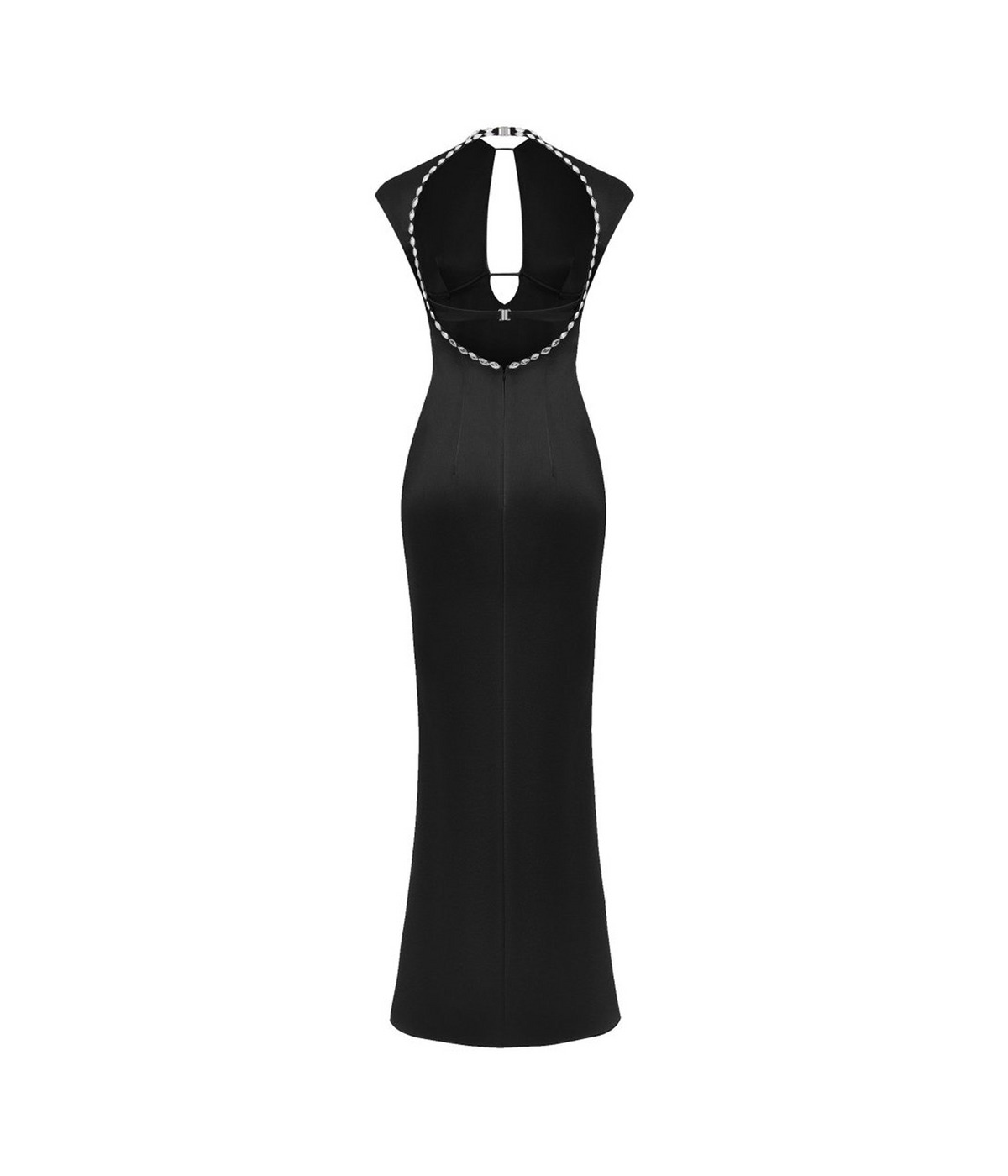 Crystal-embellished satin midi dress with cutout