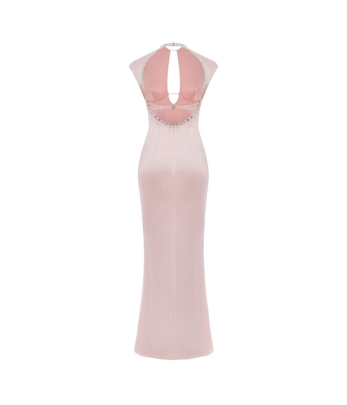Crystal-embellished satin midi dress with cutout