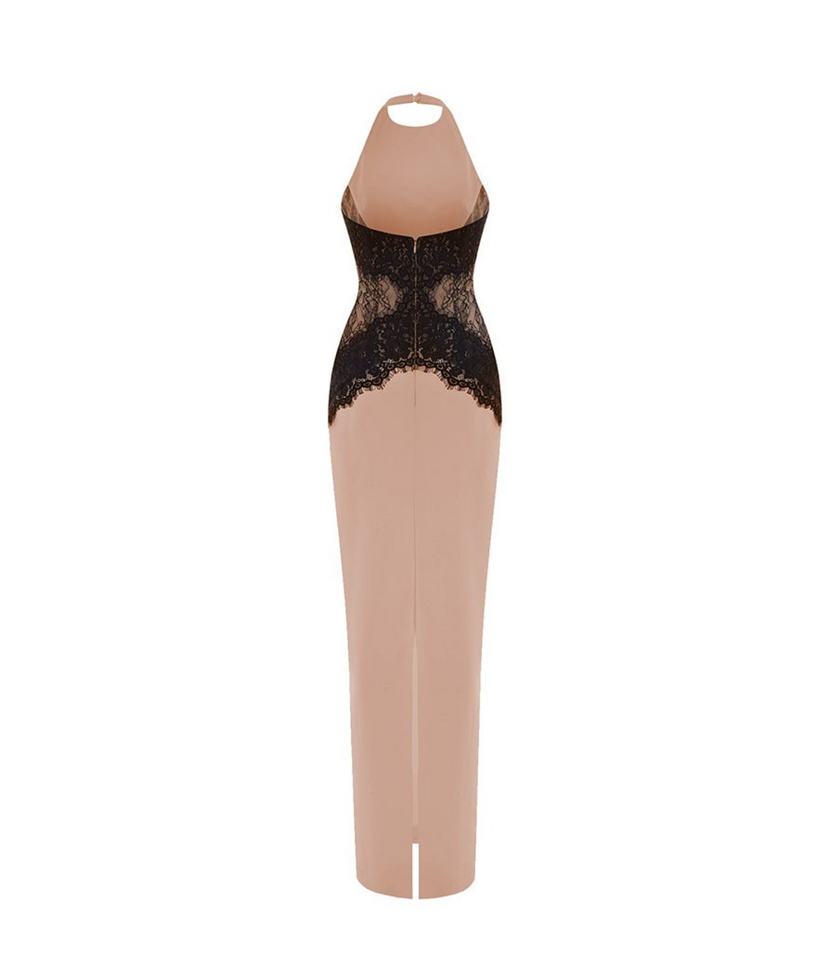 Crepe and lace maxi dress