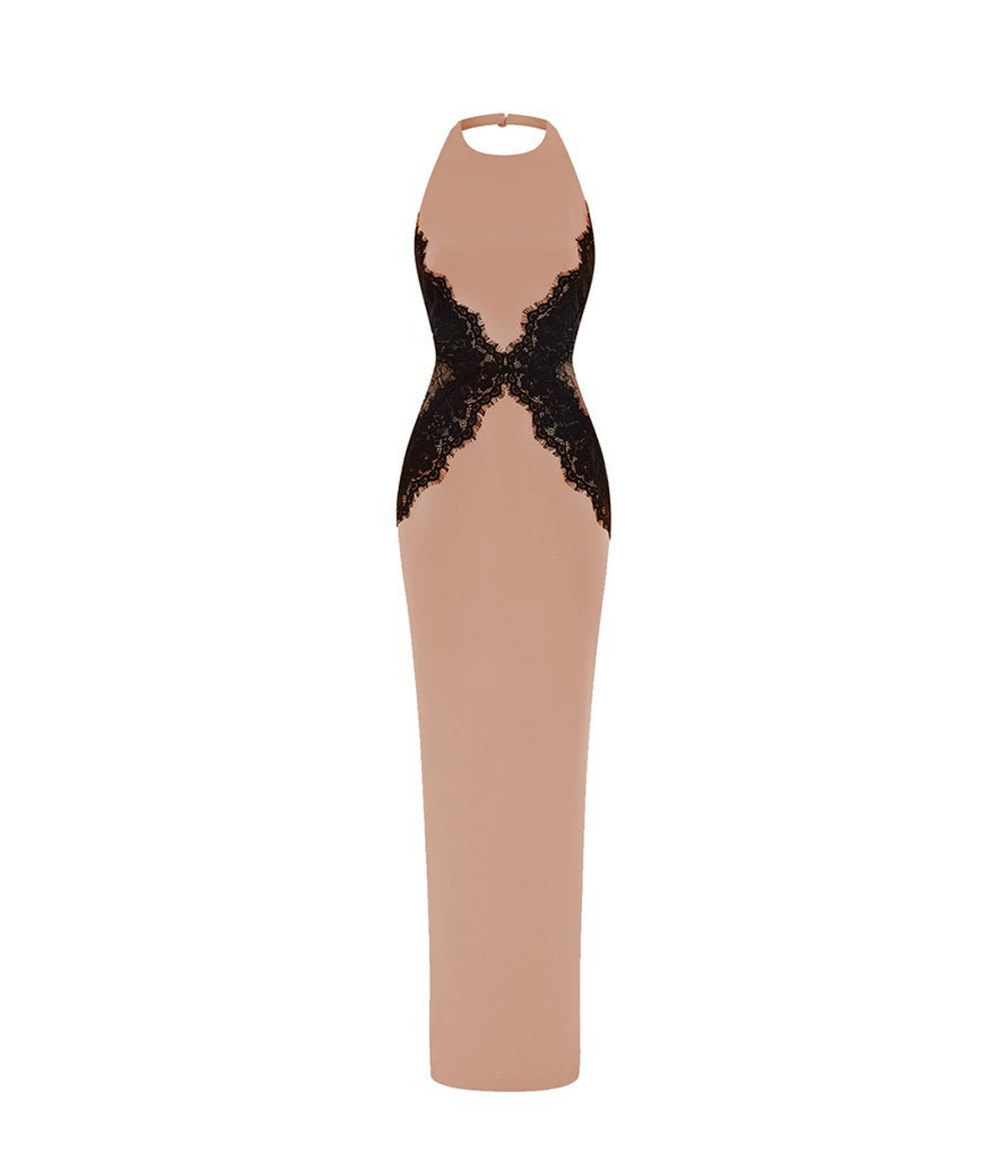 Crepe and lace maxi dress
