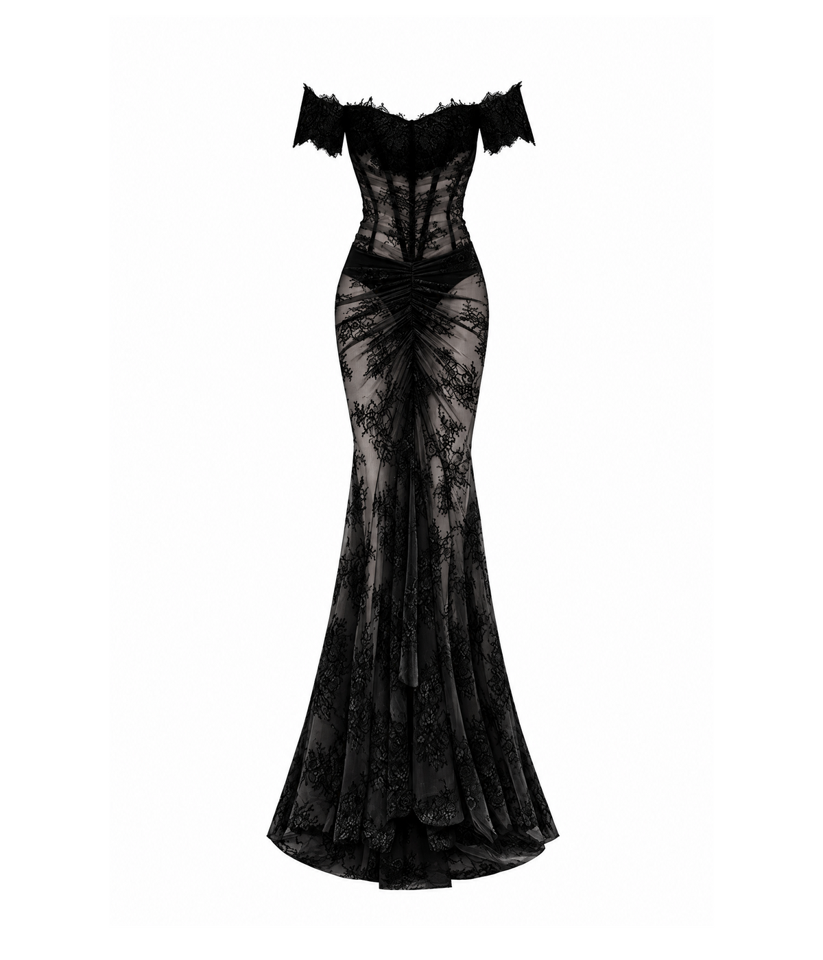 Off-the-shoulder corset lace gown
