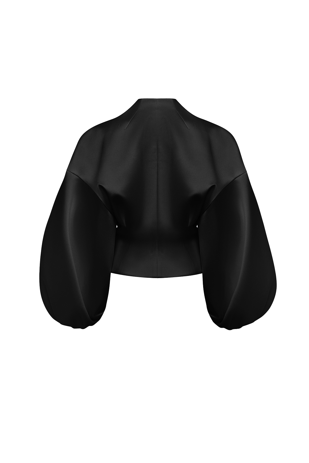 Satin jacket with voluminous sleeves and a flower