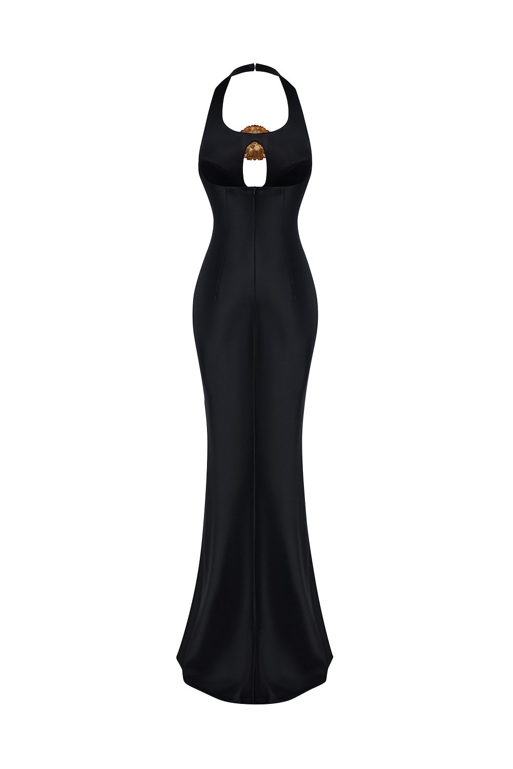 Satin maxi dress with a flower