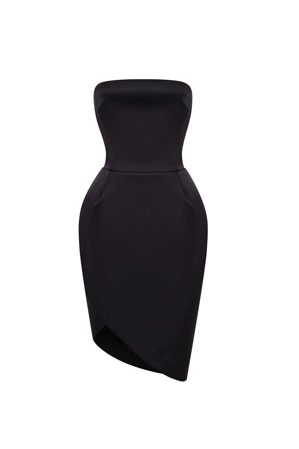 Satin mini dress with a voluminous skirt