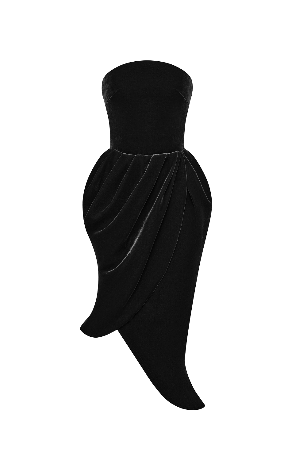 Asymmetrical velvet corset midi dress
