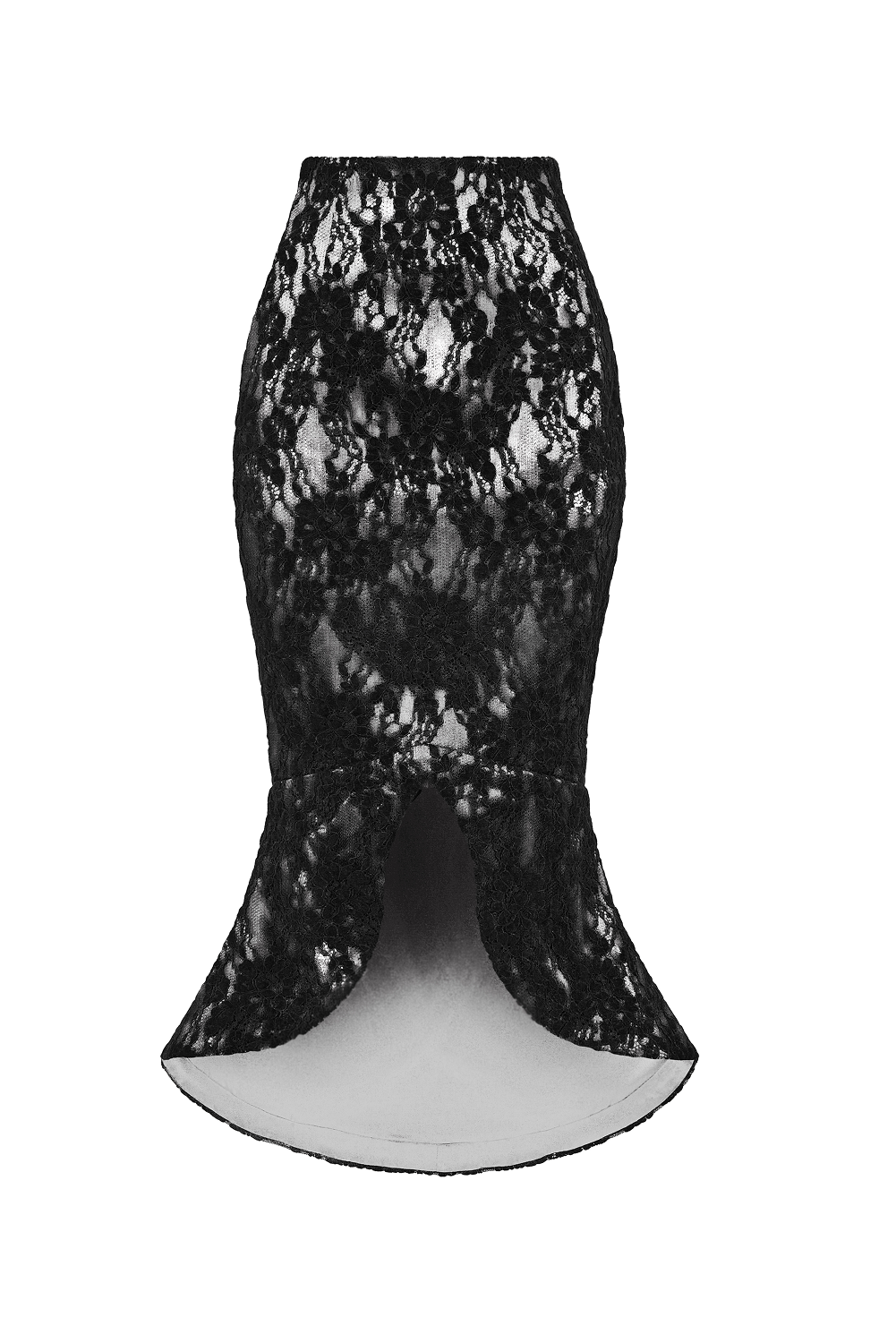 Lace and satin midi skirt