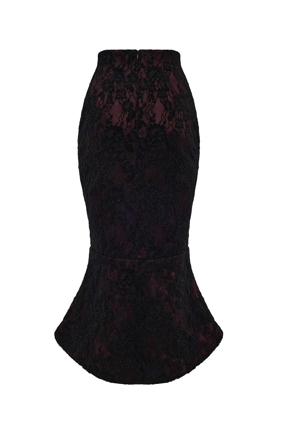 Lace and satin midi skirt