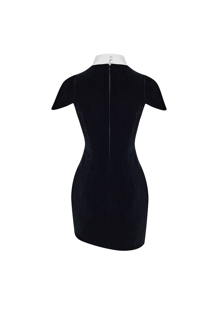 Velvet and satin mini dress
