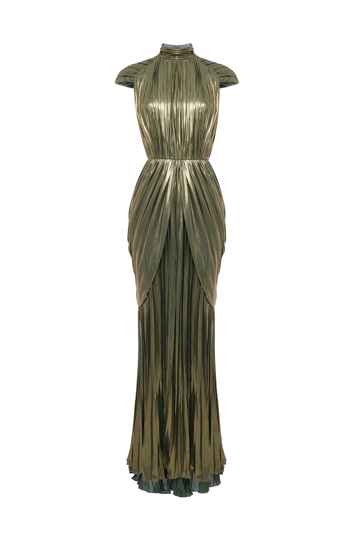 Draped chiffon maxi dress