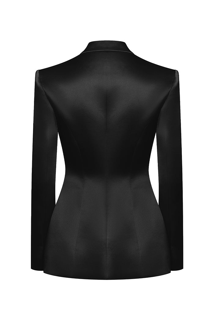 WAX  Back satin V jacket BLACK　Lサイズ WAX (ワックス) Back satin V jacket (バックサテンVジャケット
