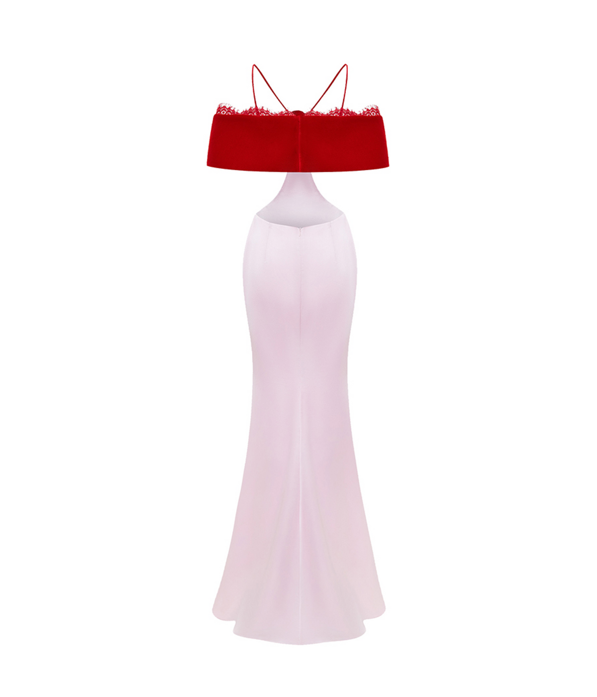 Satin and velvet maxi dress with a flower