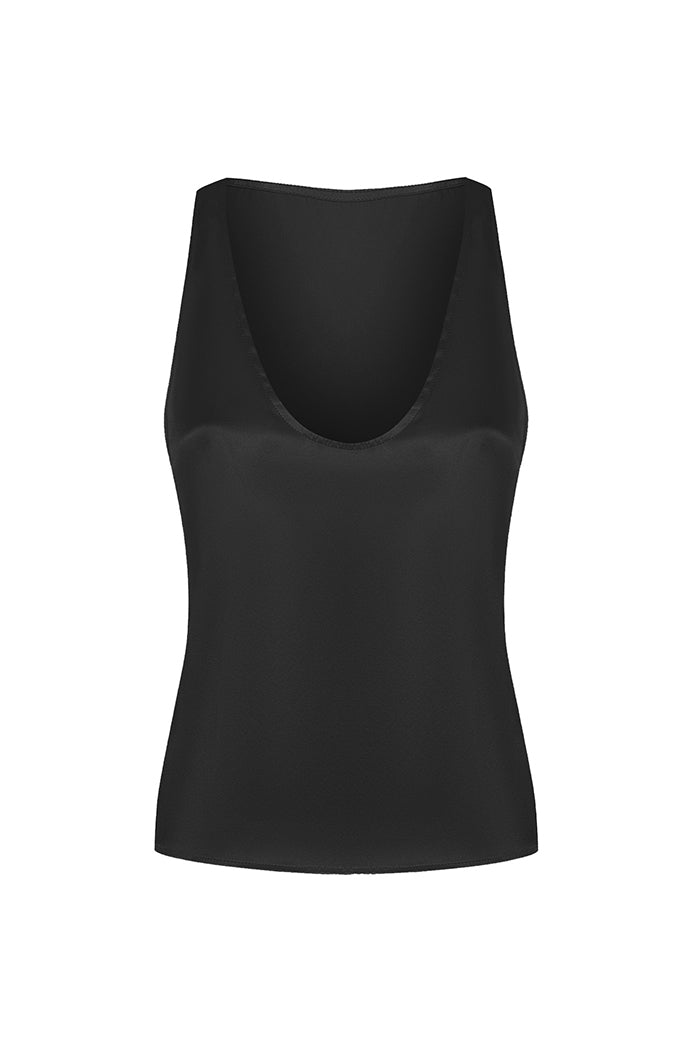 Silk top with a deep neckline