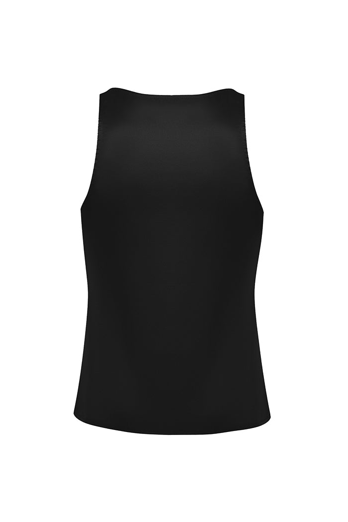 Silk top with a deep neckline