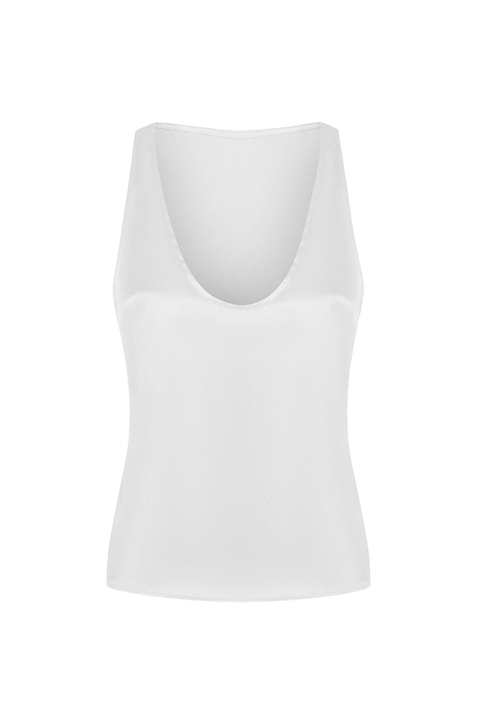 Silk top with a deep neckline