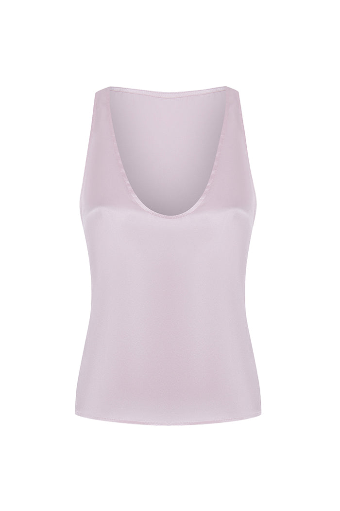 Silk top with a deep neckline