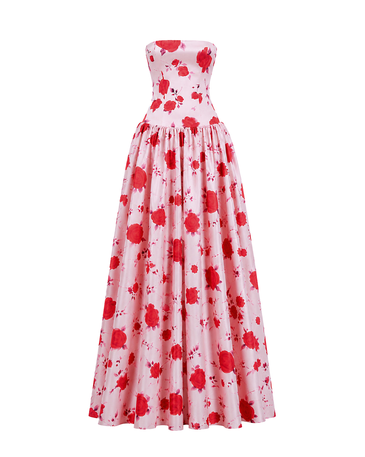 Printed maxi dress with volumenous skirt