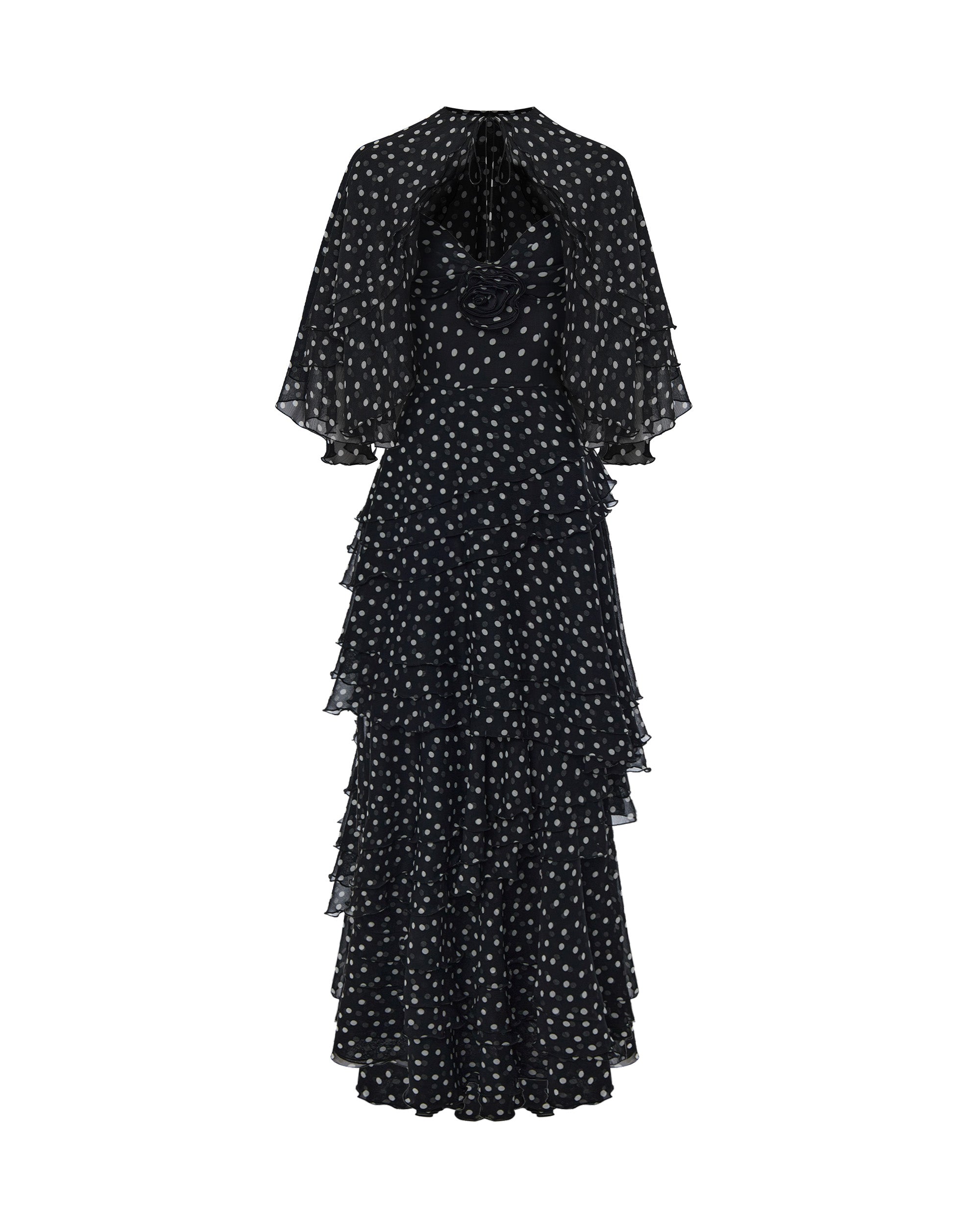 3WAY BOLERO RIB DRESS AMERI　М美品 Chiffon maxi dress with bolero black DX001 – RASARIO