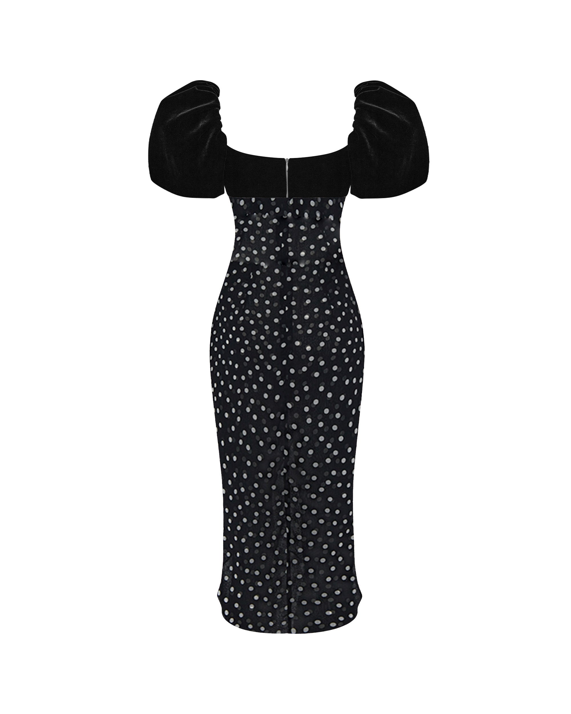 Printed chiffon midi dress with puff sleeves 34 (FR) / Black Printed chiffon midi dress with puff sleeves 34 (FR) / Black