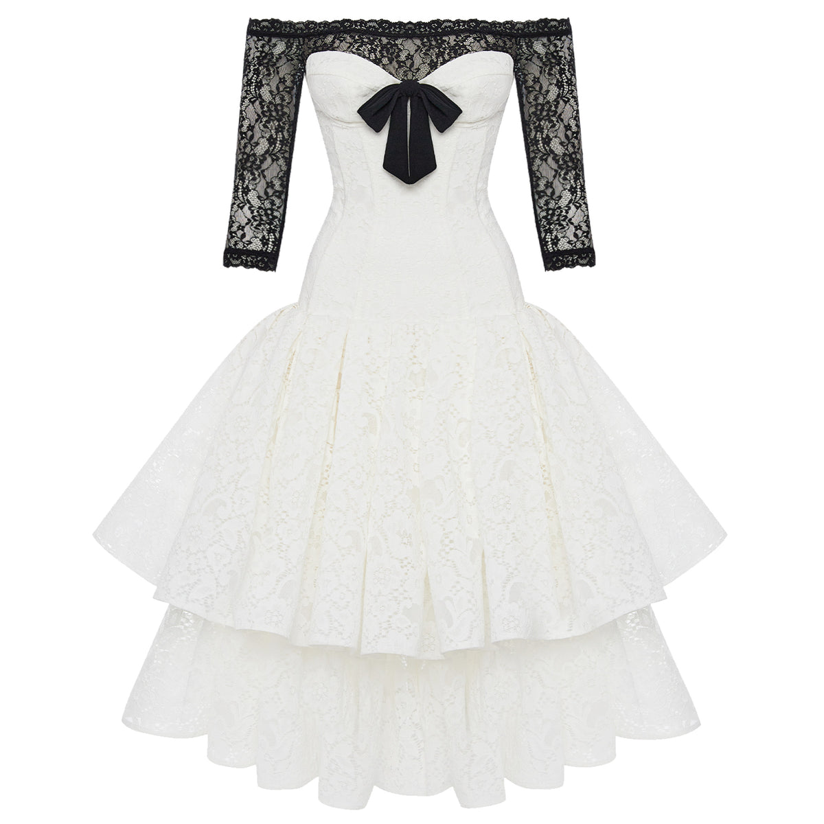 Corset lace midi dress with a bow