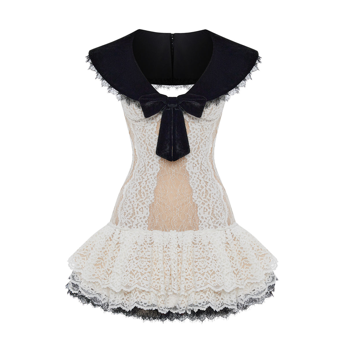 blue dress for baby girl Lace Mini Dress 36 (FR) / Black/White