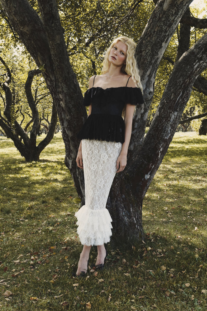 lace peplum top and skirt