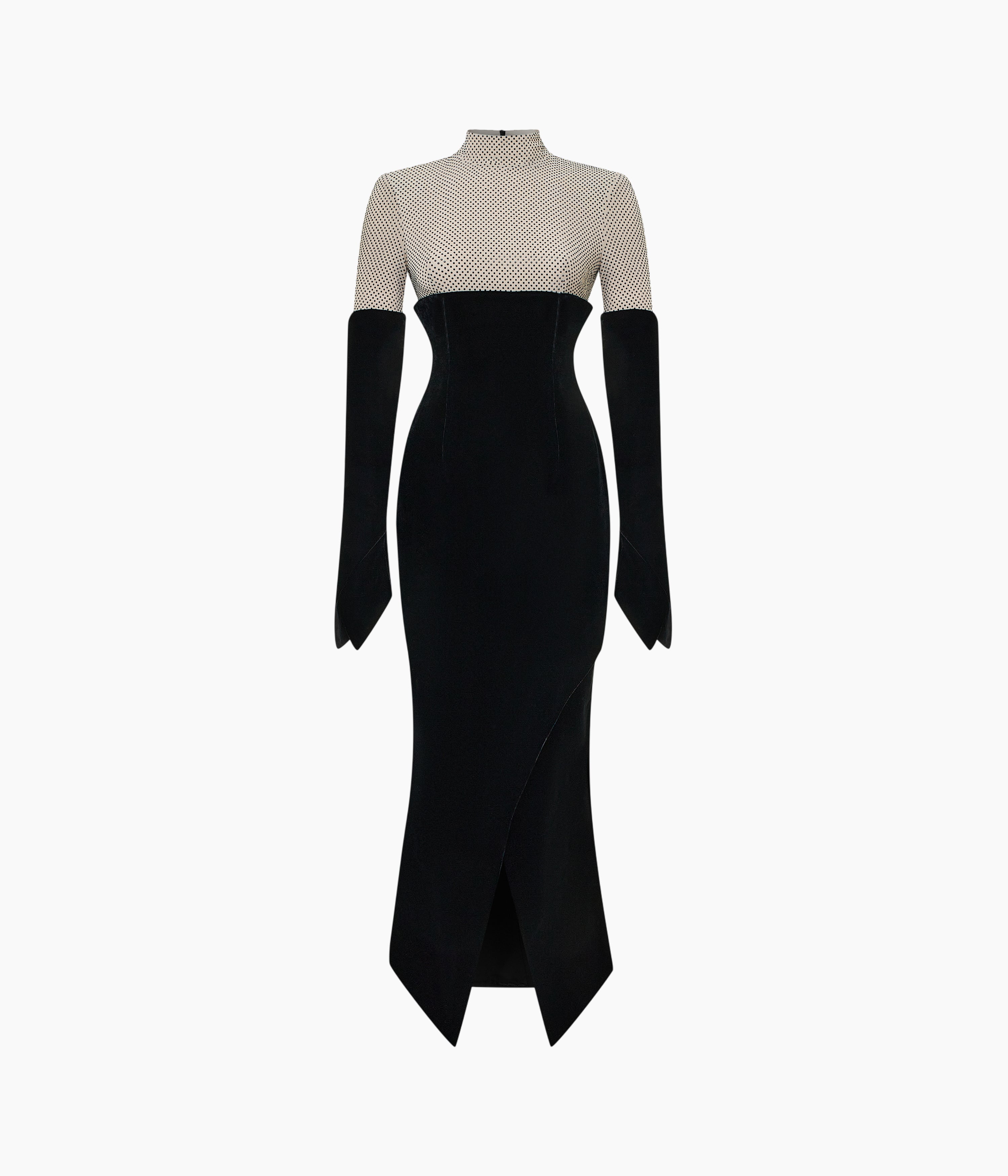 Crystal-Embellished Velvet Midi Dress